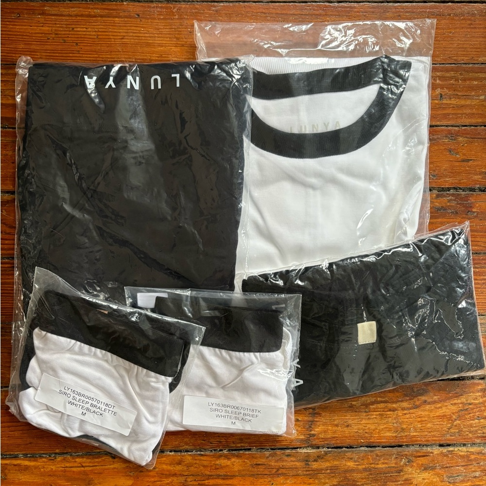 L/S only, others SOLD MRCLunya Set L/S Tee, Tank, Bralette, Briefs & Bag Sz M - Picture 1 of 12